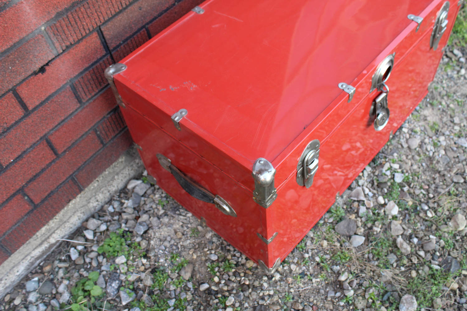 Vintage Cherry Red Storage Trunk EBTH